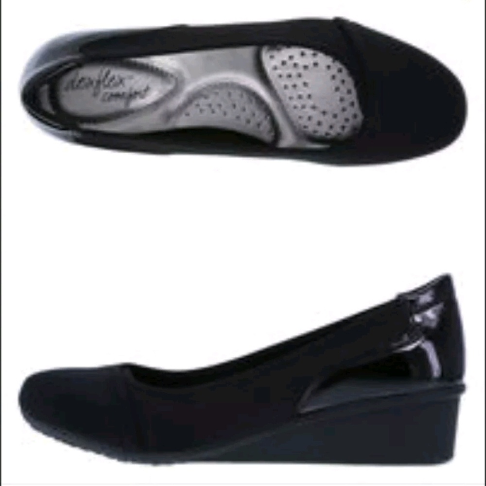 Women's Black Wedge Shoe Vinyl by Dexflex sz 8